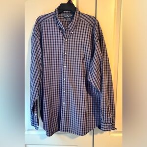 Vintage Ralph Lauren Men's Navy and White Checkered Shirt